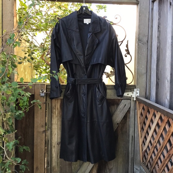 charles klein leather trench coat